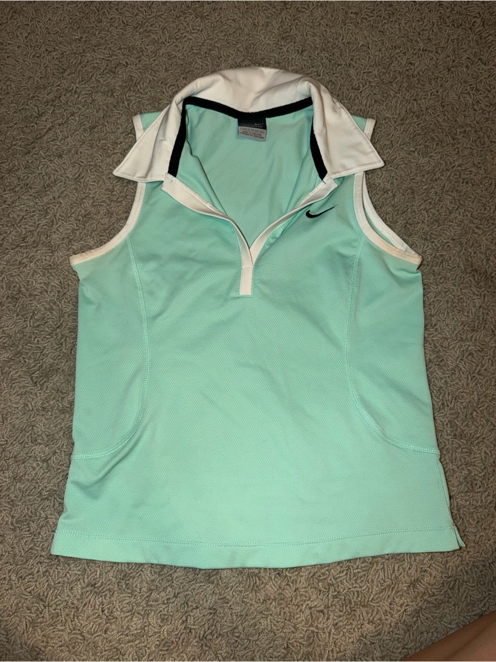 Nike Mint Green Sleeveless Polo Tank with White Trim